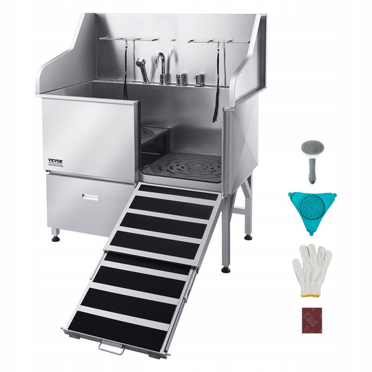 VEVOR DOG GROOMING TUB STAINLESS STEEL 1275X795X1435MM HEAVY DUTY