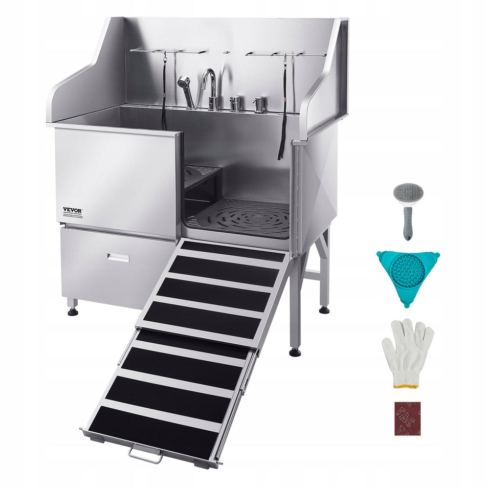 VEVOR DOG GROOMING TUB STAINLESS STEEL 1275X795X1435MM HEAVY DUTY