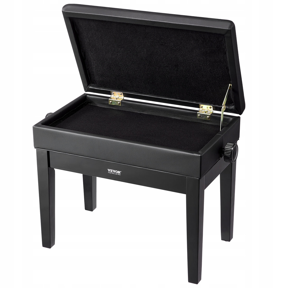VEVOR ADJUSTABLE PIANO BENCH WITH STORAGE AND CUSHION 56X34X49 CM