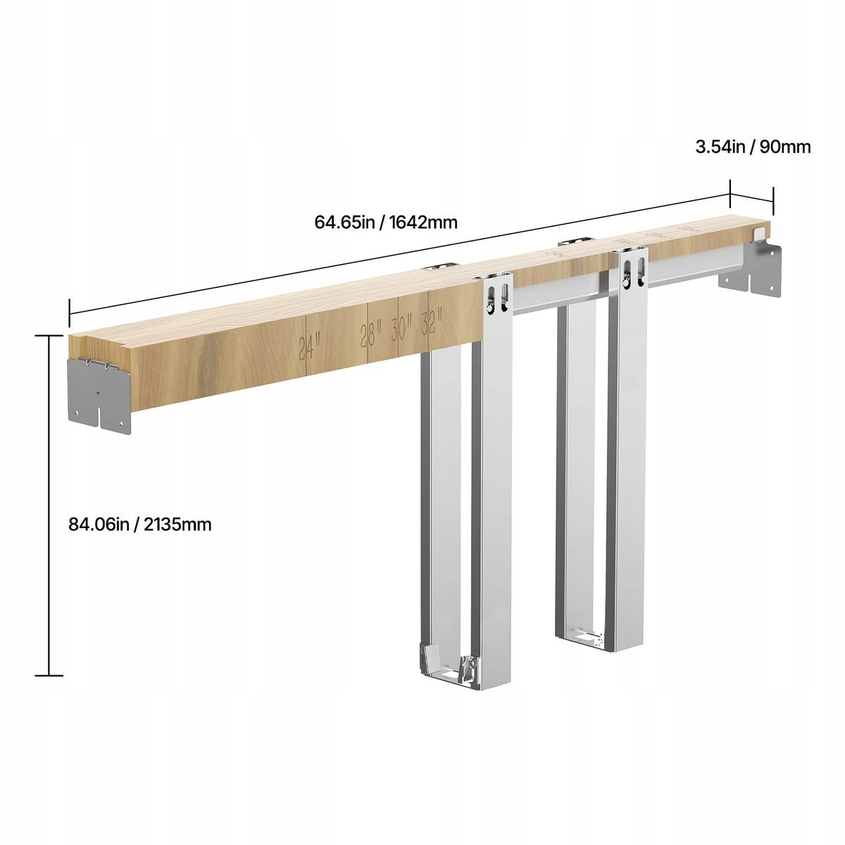 VEVOR SLIDING DOOR FRAME KIT 610-813MM SOFT CLOSE STEEL
