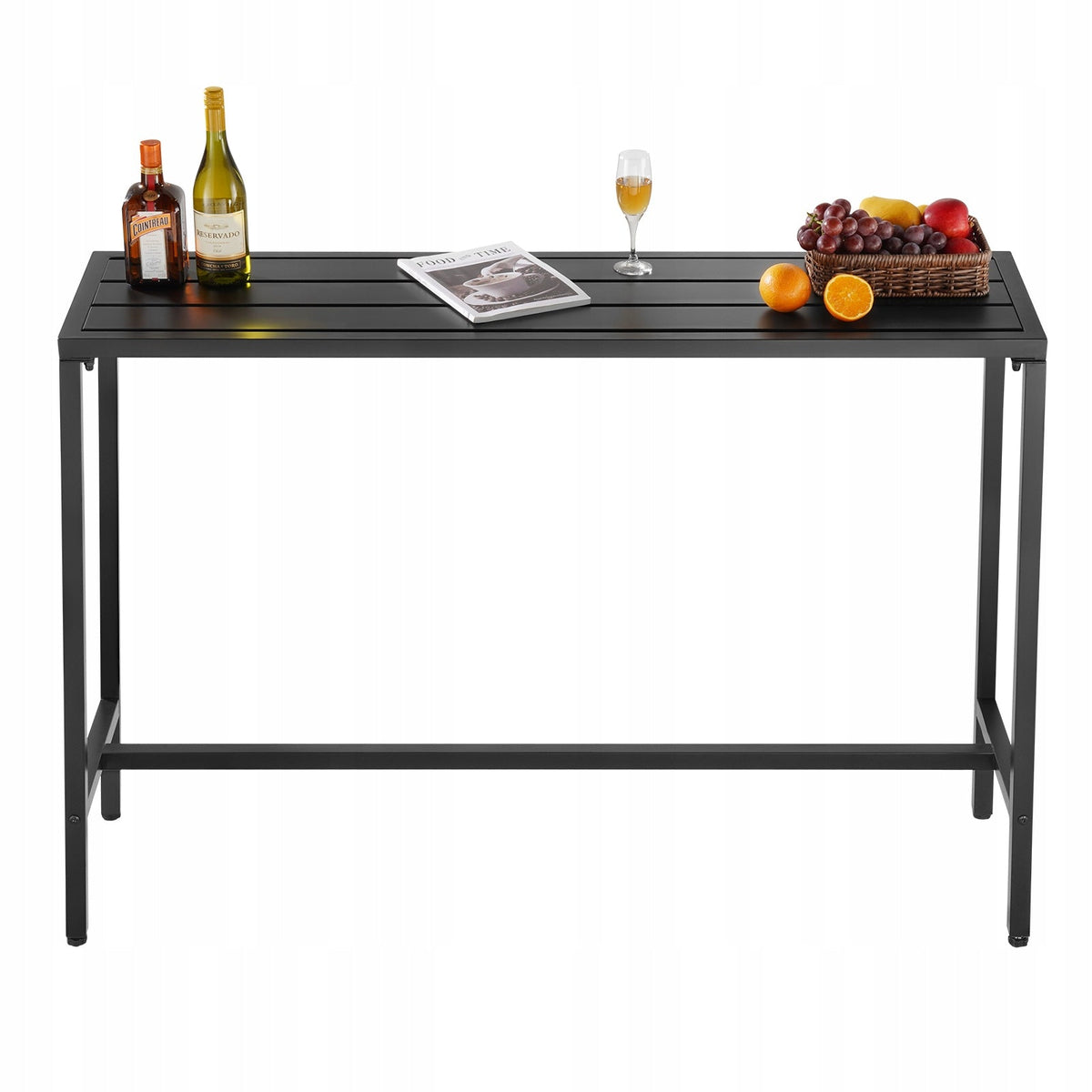 VEVOR BAR TABLE 140X37.5 CM BLACK SOLID TALL BISTRO TABLE FOR PATIO