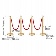 VEVOR PROFESSIONAL CROWD CONTROL STANCHIONS 8 PCS WITH 6 RED ROPES