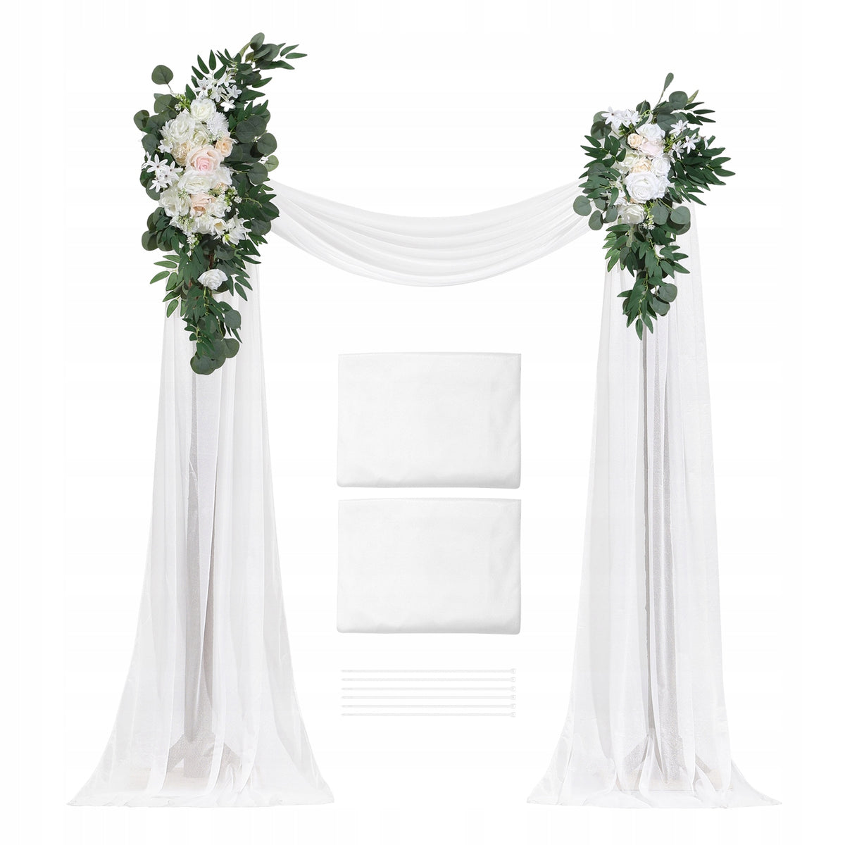 VEVOR Wedding Arch Flowers Kit White Silk Flower Drapes 4 PCS