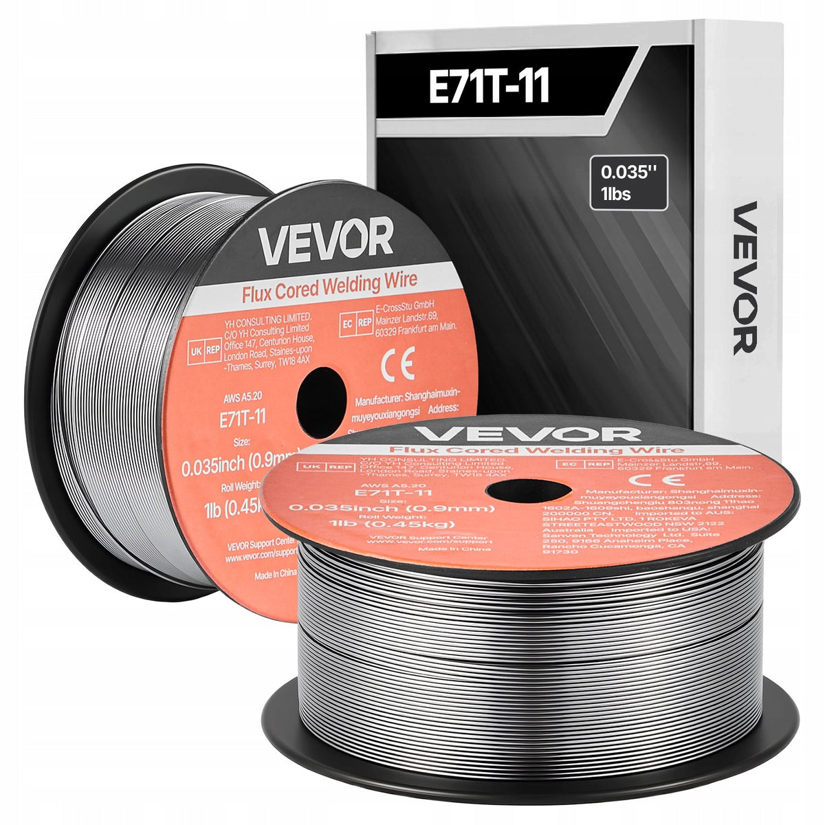 VEVOR FLUX CORED WIRE 0.9 MM E71T-11 FOR MIG WELDING 2 ROLLS GASLESS