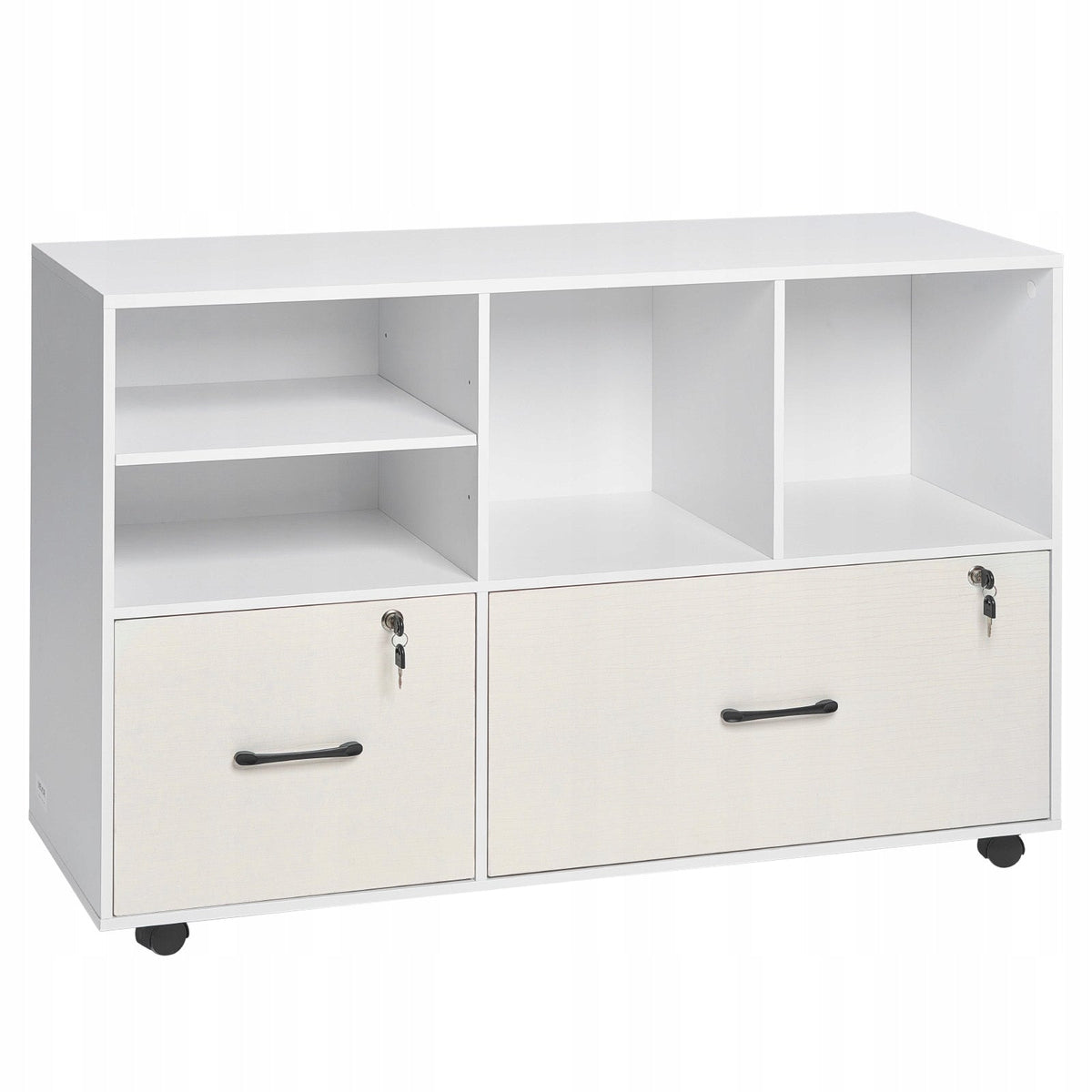 STRONG WOODEN FILING CABINET VEVOR 2 DRAWERS MOBILE OFFICE WHITE