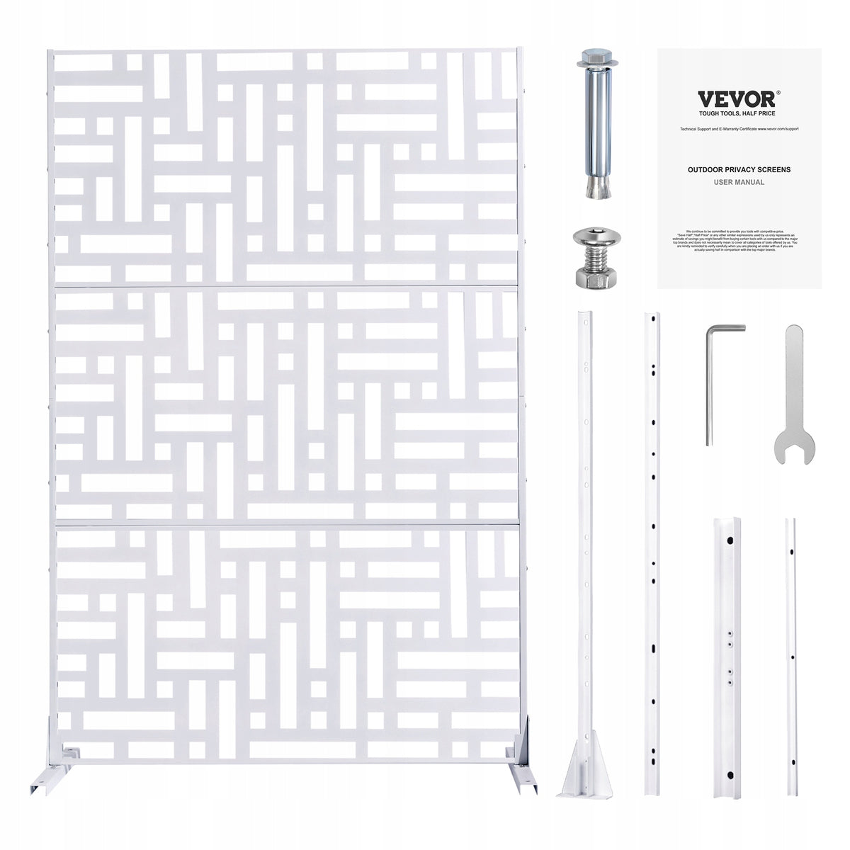 VEVOR SCREEN 120X50.8X193 CM FREESTANDING METAL ROOM DIVIDER WHITE