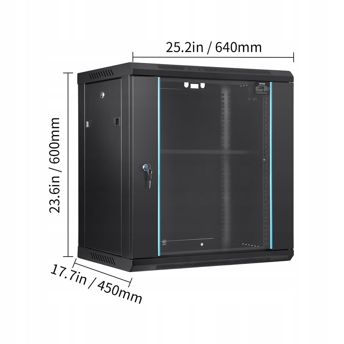 VEVOR 12U Wall Mount Network Server Cabinet Strong Stable Lock Black