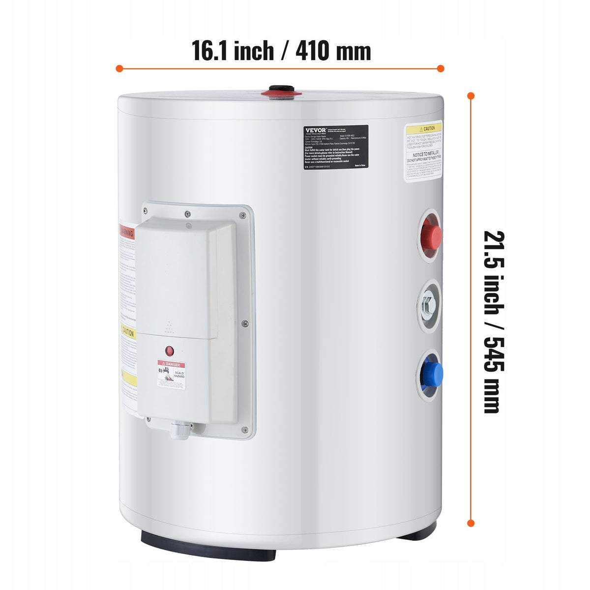 VEVOR 40L 1600W ELECTRIC WATER HEATER LED TEMPERATURE CONTROL