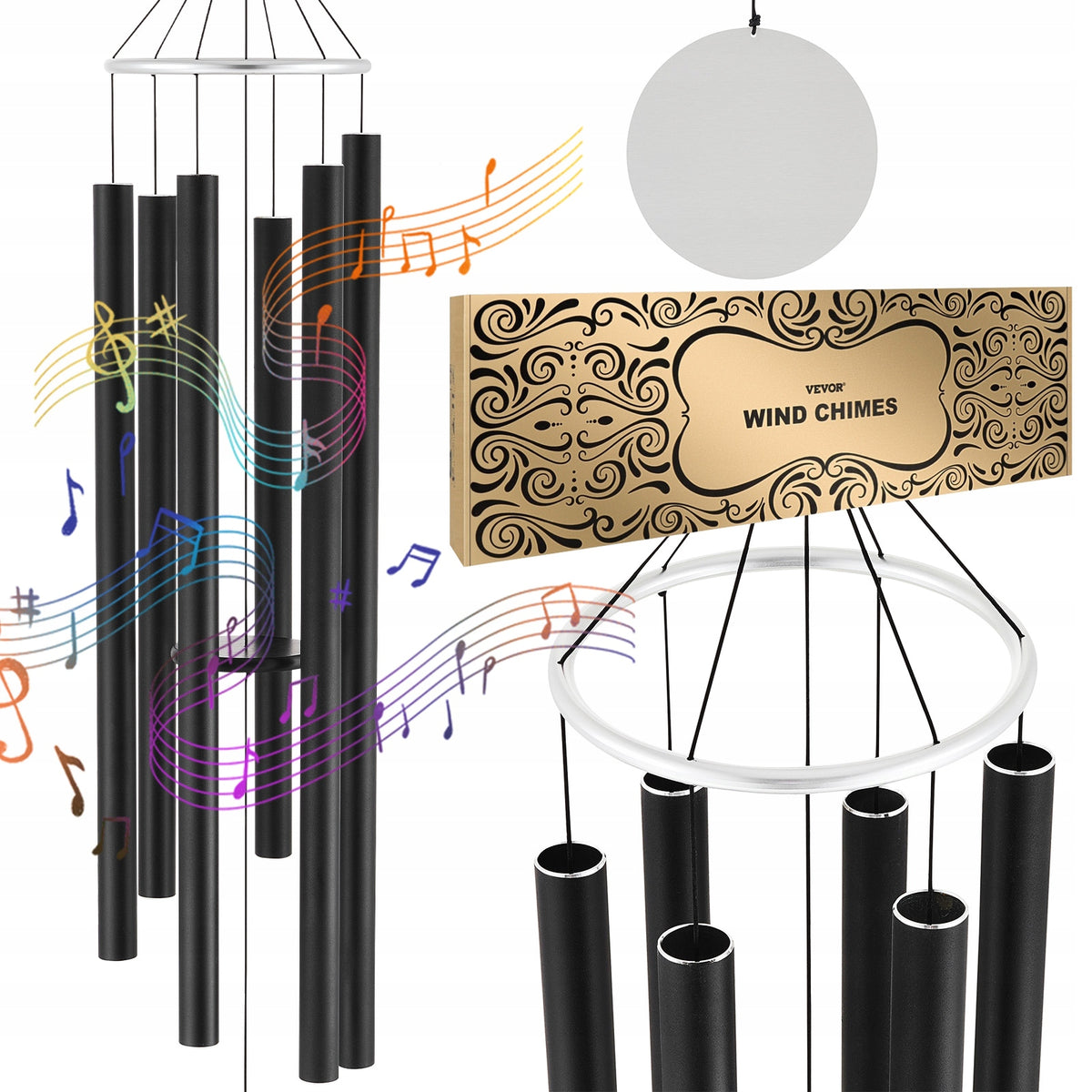 VEVOR WIND CHIME 1677 MM 6 TUBES ALUMINUM DEEP TONE PREMIUM