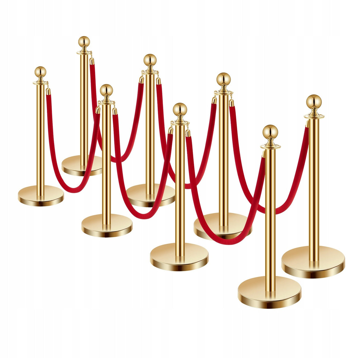 VEVOR PROFESSIONAL CROWD CONTROL STANCHIONS 8 PCS WITH 6 RED ROPES