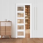 VEVOR SLIDING DOOR 915X2035 MM WHITE 5-PIECE ASSEMBLY KIT