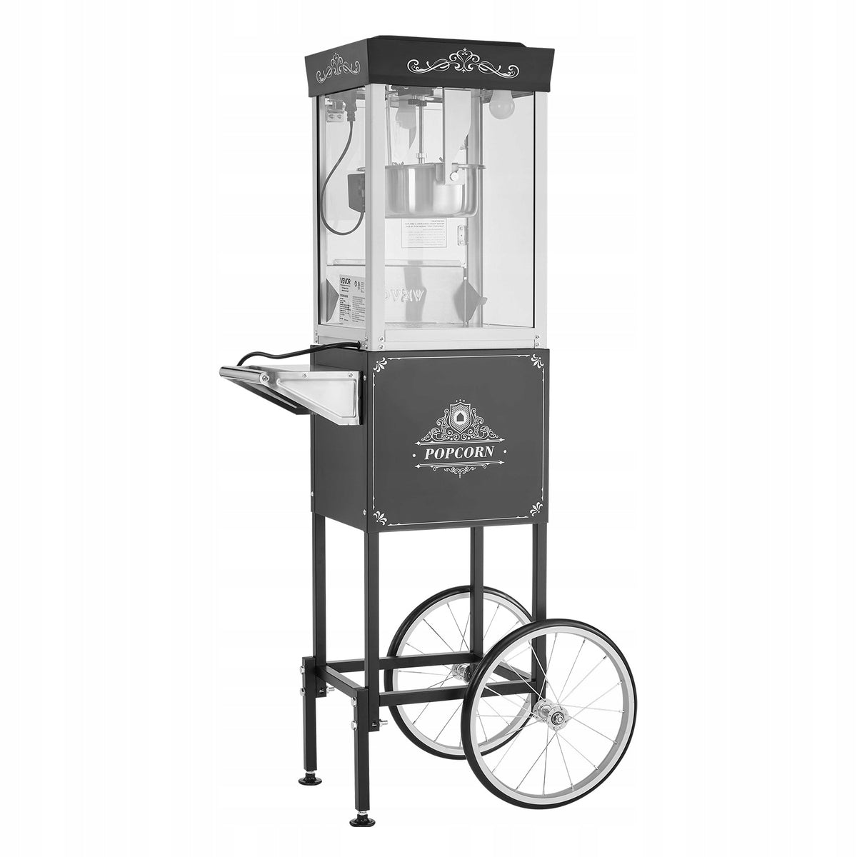 VEVOR 8 OZ 800W PROFESSIONAL POPCORN MACHINE WITH CART BLACK