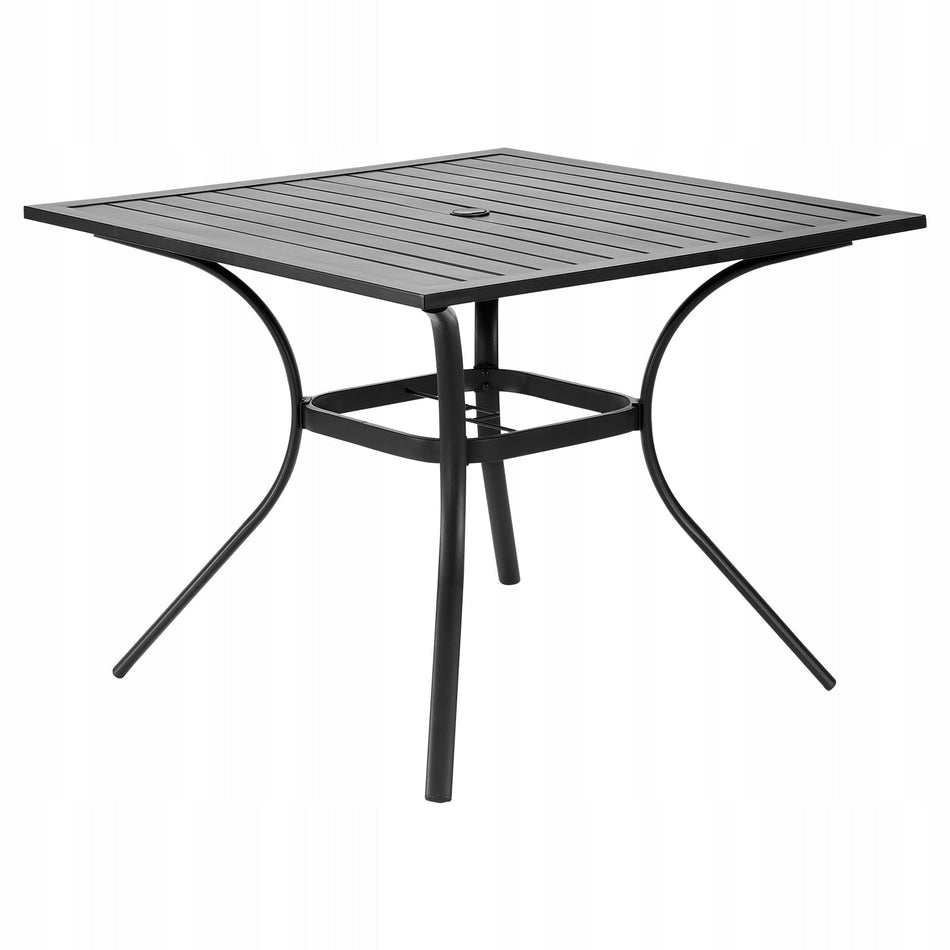 VEVOR GARDEN TABLE 94X94CM BLACK STRONG PATIO TABLE WITH UMBRELLA HOLE