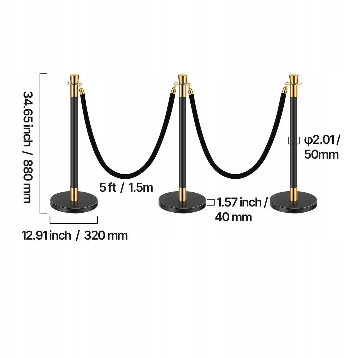 VEVOR PROFESSIONAL CROWD CONTROL BARRIER 6 PACK WITH 4 BLACK