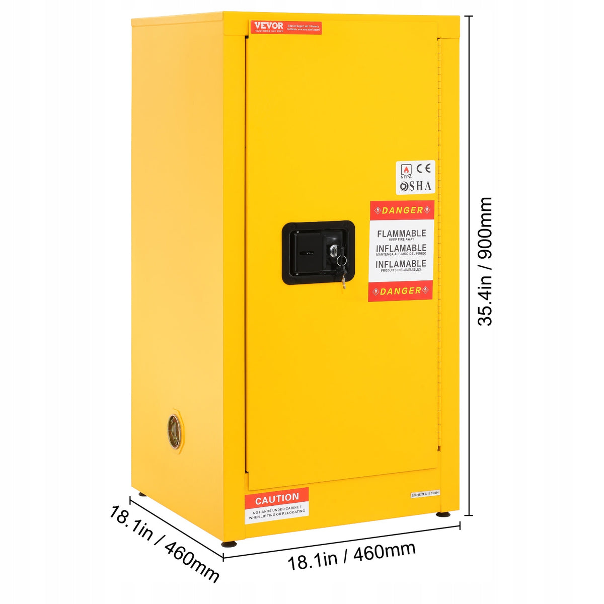 VEVOR 16-GALLON FLAMMABLE LIQUID SAFETY CABINET 460X460X900MM