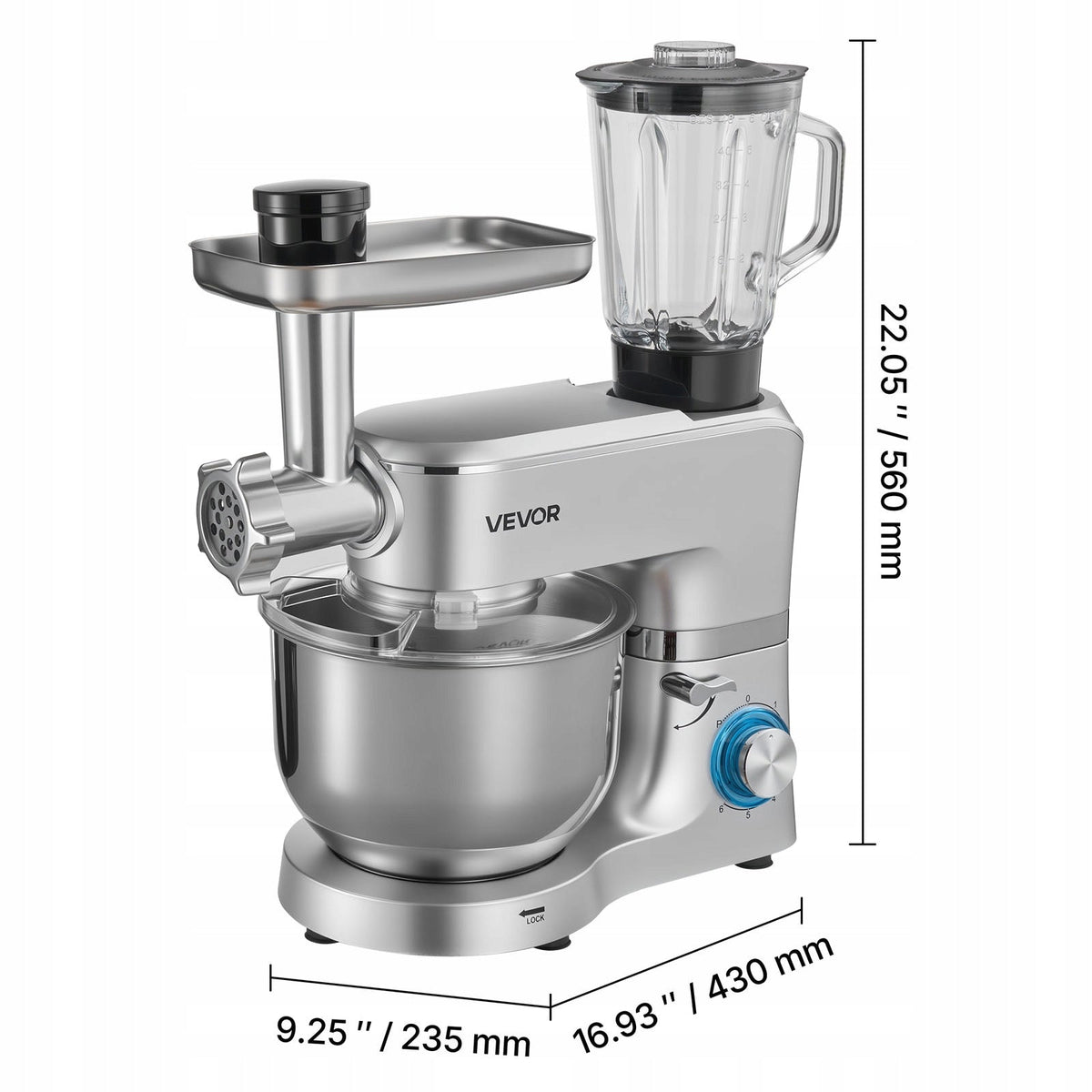 VEVOR 1500W 6L STAINLESS STEEL MULTIFUNCTIONAL ELECTRIC KITCHEN ROBOT POWERFUL