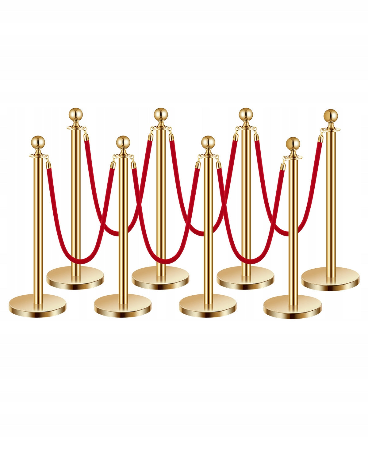 VEVOR PROFESSIONAL CROWD CONTROL STANCHIONS 8 PCS WITH 6 RED ROPES