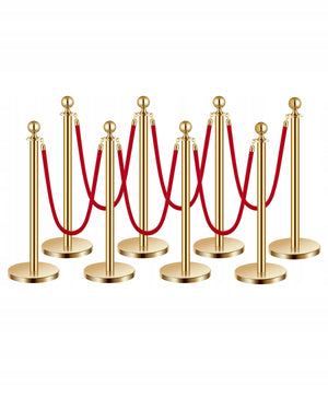 VEVOR PROFESSIONAL CROWD CONTROL STANCHIONS 8 PCS WITH 6 RED ROPES