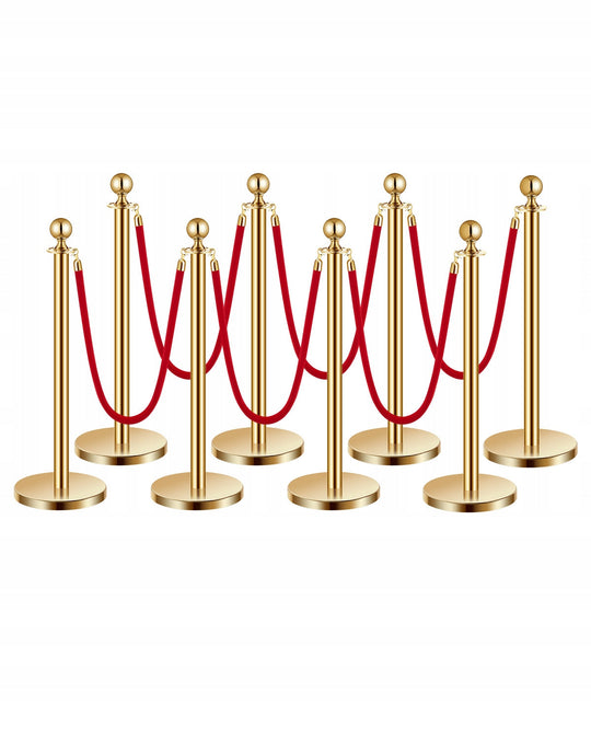 VEVOR PROFESSIONAL CROWD CONTROL STANCHIONS 8 PCS WITH 6 RED ROPES