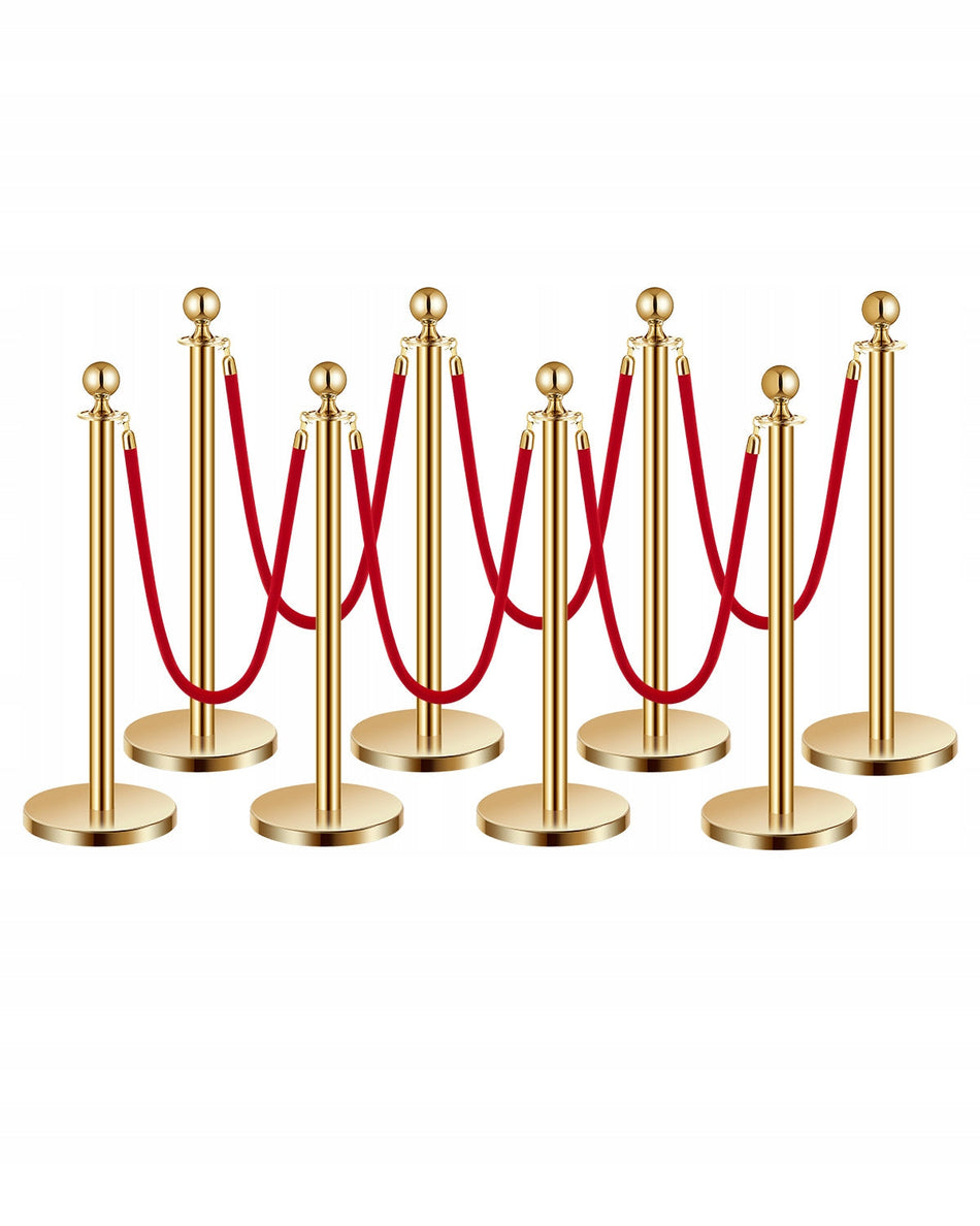 VEVOR PROFESSIONAL CROWD CONTROL STANCHIONS 8 PCS WITH 6 RED ROPES