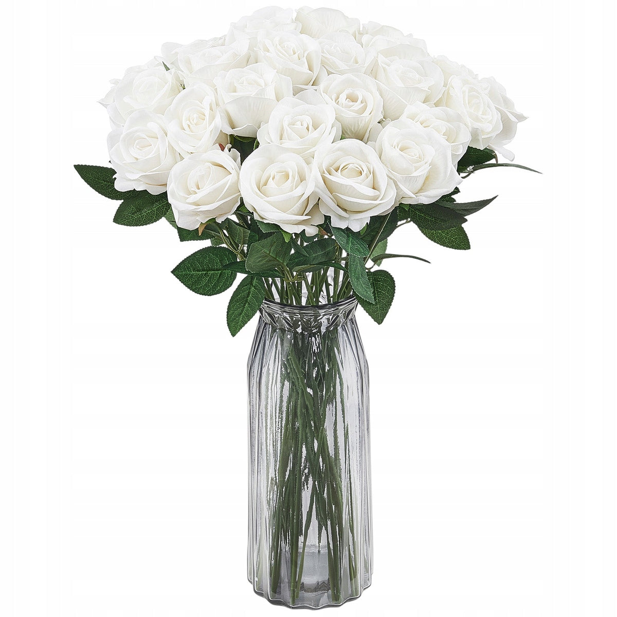 VEVOR ARTIFICIAL FLOWERS ROSES 60 PCS WHITE FLEXIBLE STEMS REALISTIC