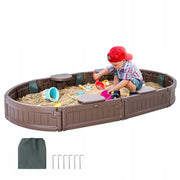 VEVOR PROFESSIONAL SANDPIT WITH LID 183X105X23 CM OVAL HDPE