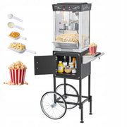 VEVOR 8 OZ 800W PROFESSIONAL POPCORN MACHINE WITH CART BLACK