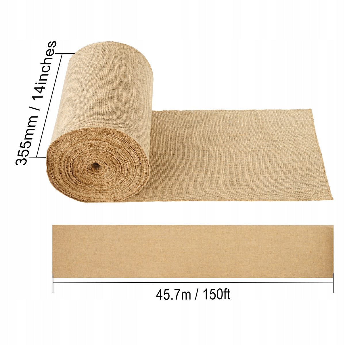VEVOR JUTE FABRIC ROLL 14X4570CM NATURAL STRONG HIGH DENSITY PREMIUM
