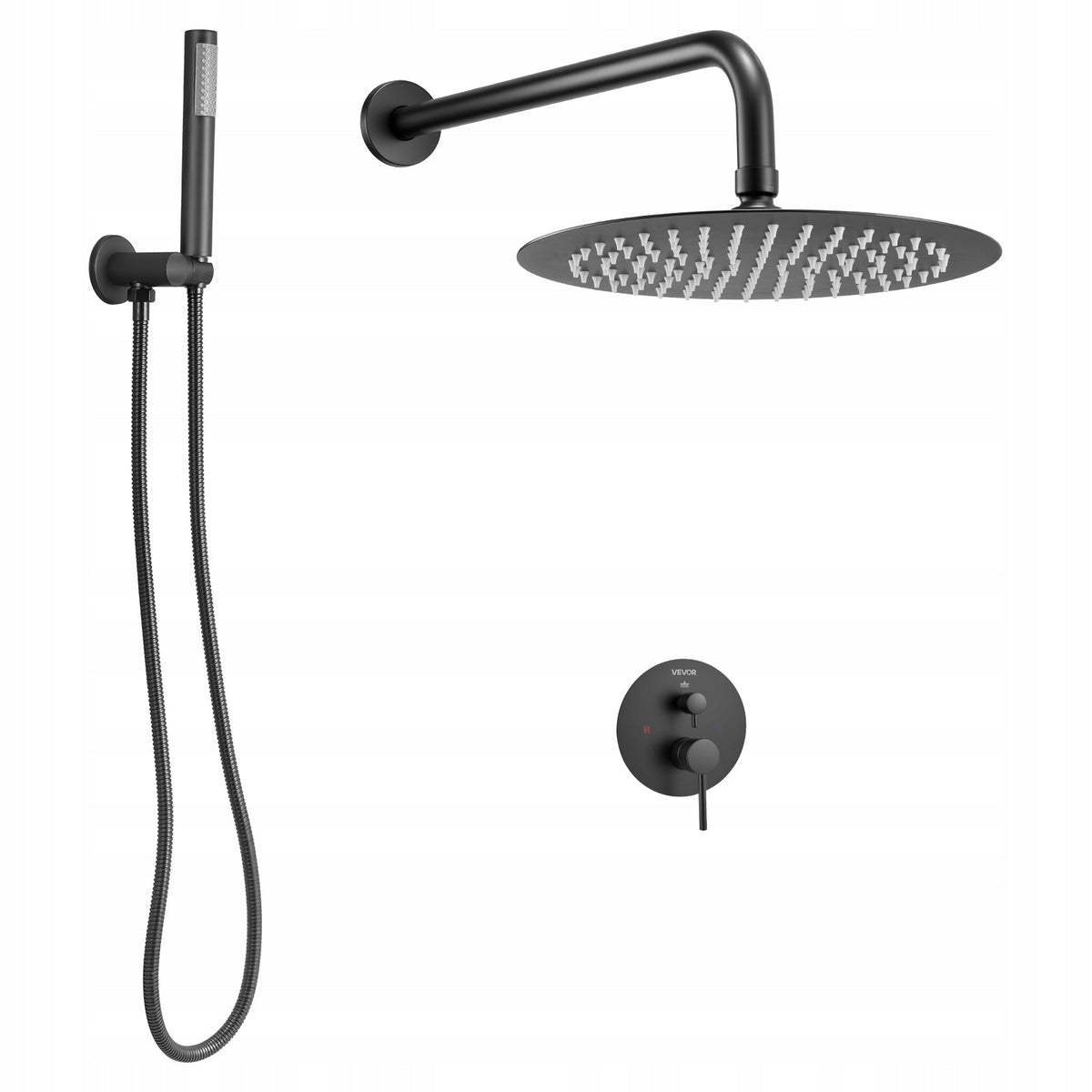 VEVOR PROFESSIONAL SHOWER FAUCET WITH 10-INCH RAINFALL SHOWER HEAD, BLACK