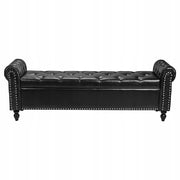 VEVOR OTTOMAN BENCH PU LEATHER WITH WOODEN LEGS 166X46X56 CM BLACK
