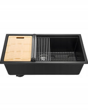 VEVOR UNDERMOUNT GRANITE KITCHEN SINK 838X482X254 MM BLACK PREMIUM