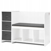 VEVOR KIDS READING BENCH WITH BOOKSHELF AND REMOVABLE CUSHION WHITE