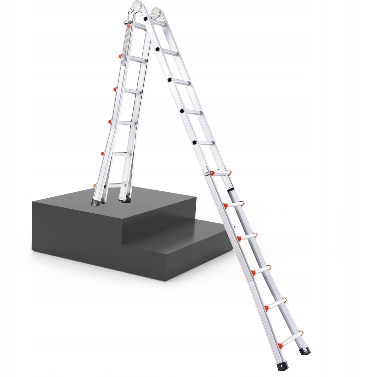VEVOR A-FRAME TELESCOPING LADDER 20.5FT COMPACT STURDY ALUMINUM 330LB