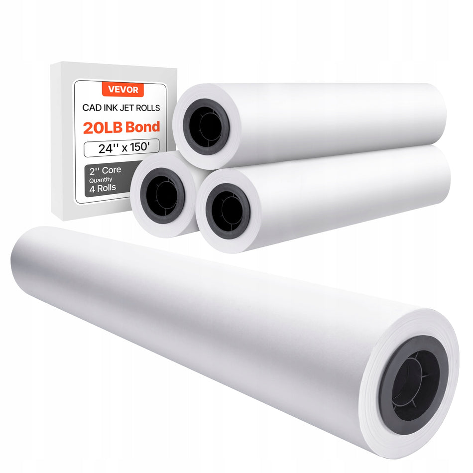VEVOR WIDE-FORMAT PLOTTER PAPER 4 ROLLS 610 MM X 45.7 M PREMIUM
