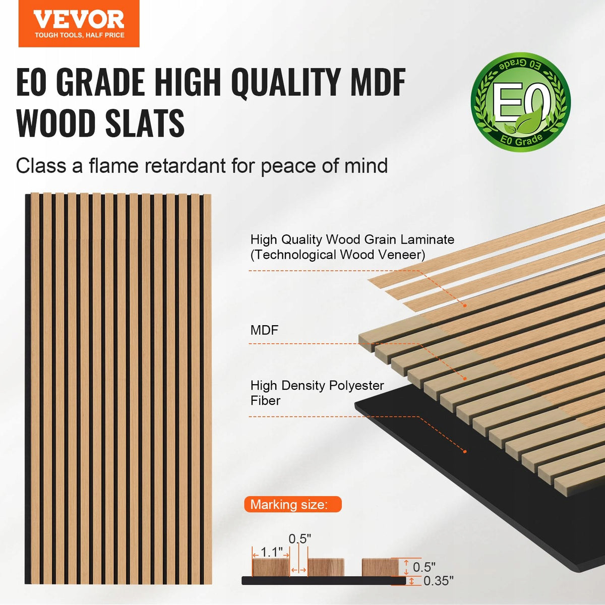 PROFESSIONAL VEVOR MDF ACOUSTIC PANELS 1200X600 MM OAK WALL PANELS