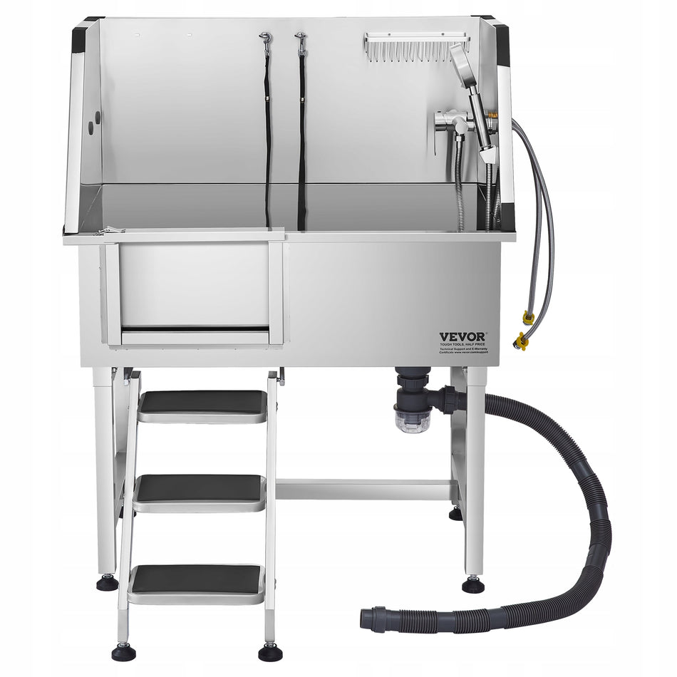 VEVOR PROFESSIONAL STAINLESS STEEL DOG GROOMING BATH 96X62X122CM