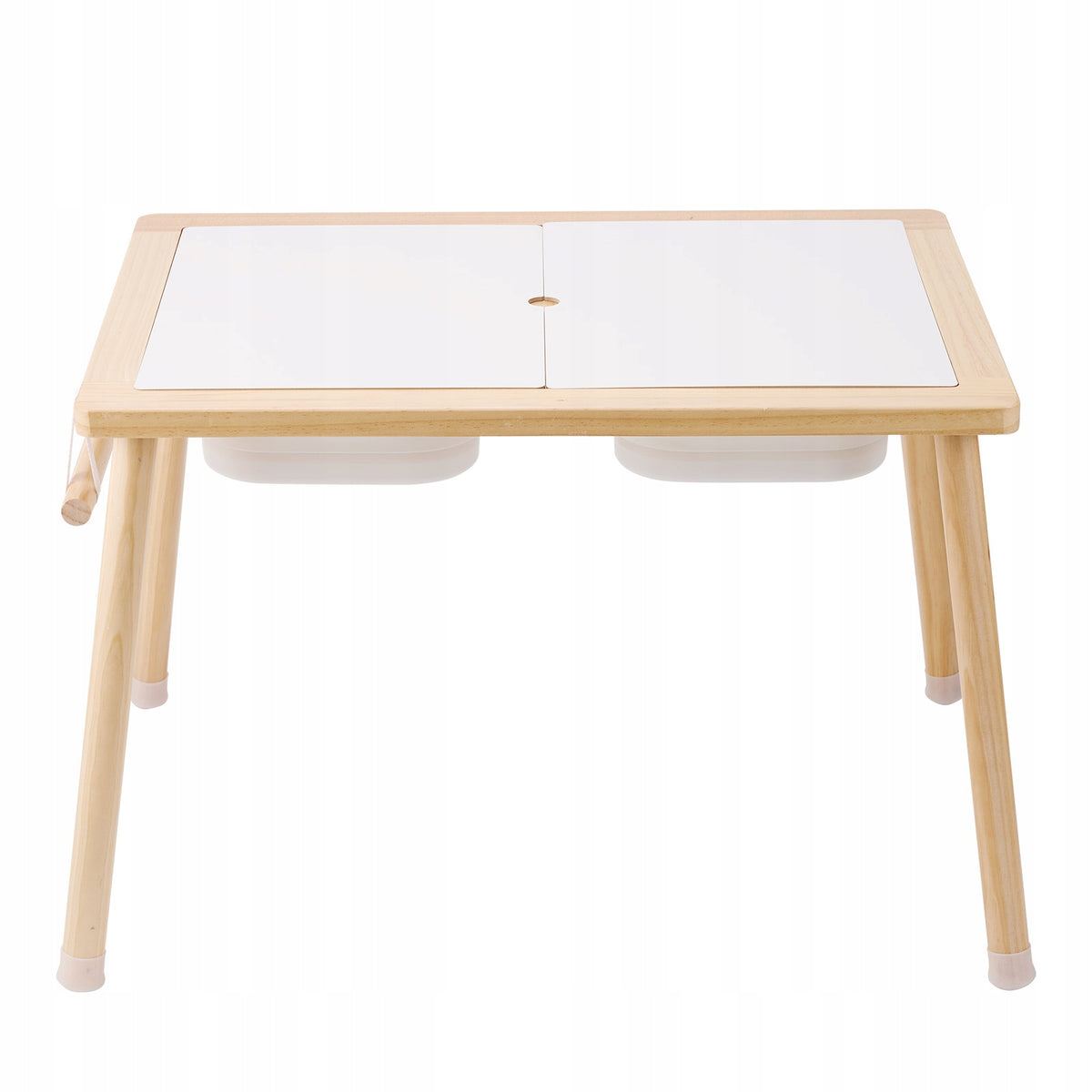VEVOR STURDY WOODEN SENSORY TABLE WITH 3 FOLDING BINS AND ROLLER