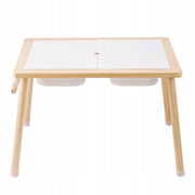 VEVOR STURDY WOODEN SENSORY TABLE WITH 3 FOLDING BINS AND ROLLER