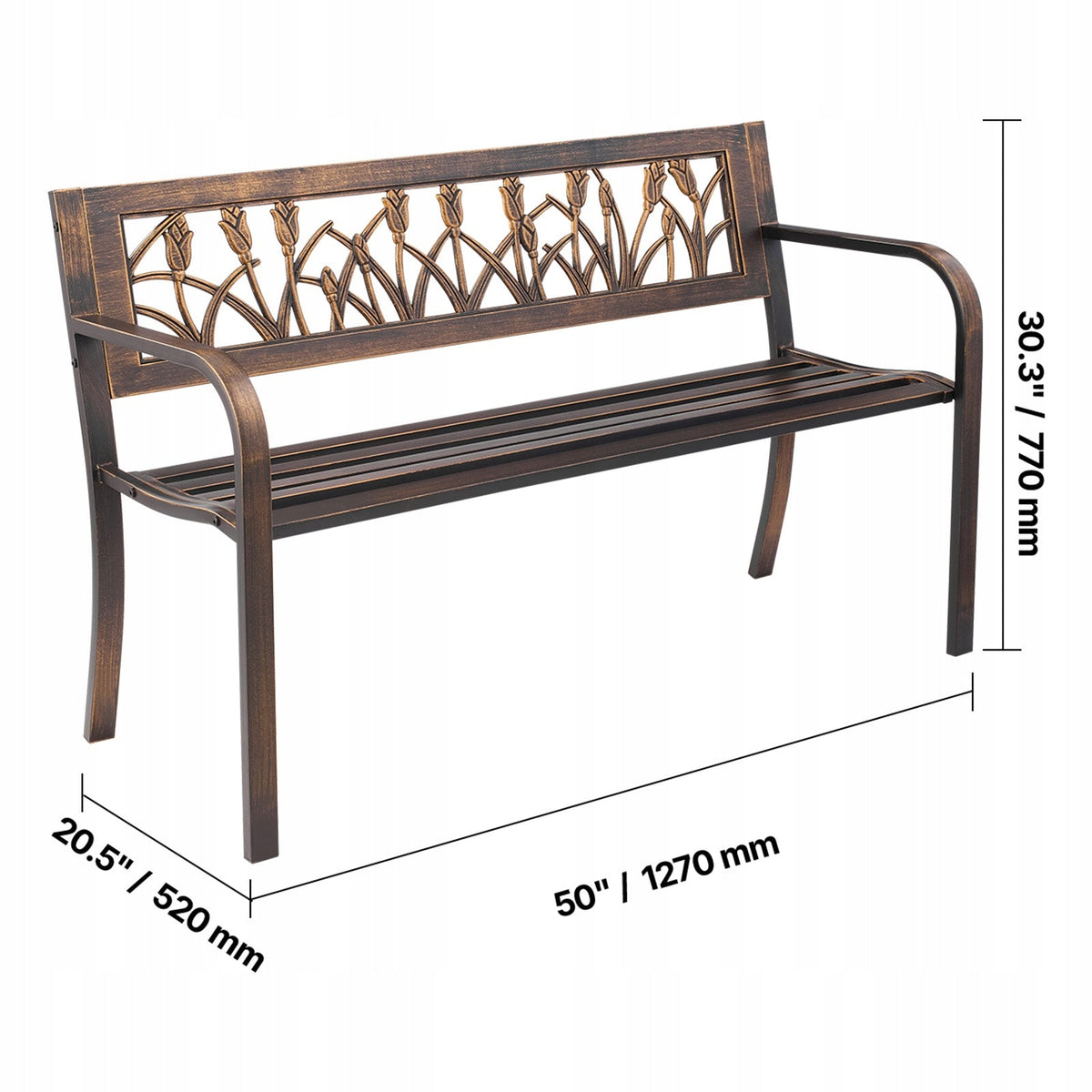GARDEN BENCH VEVOR 127 CM LOAD CAPACITY 250 KG SOLID STRONG ANTIQUE BRONZE