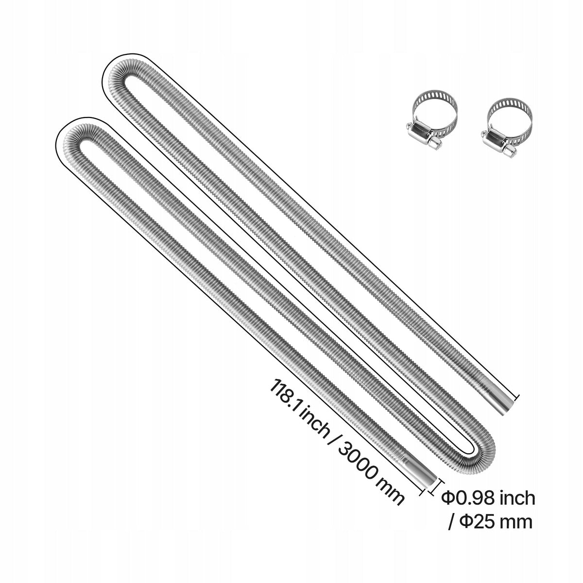 EXHAUST PIPE VEVOR FLEXIBLE EXHAUST HOSE 300 CM STAINLESS STEEL