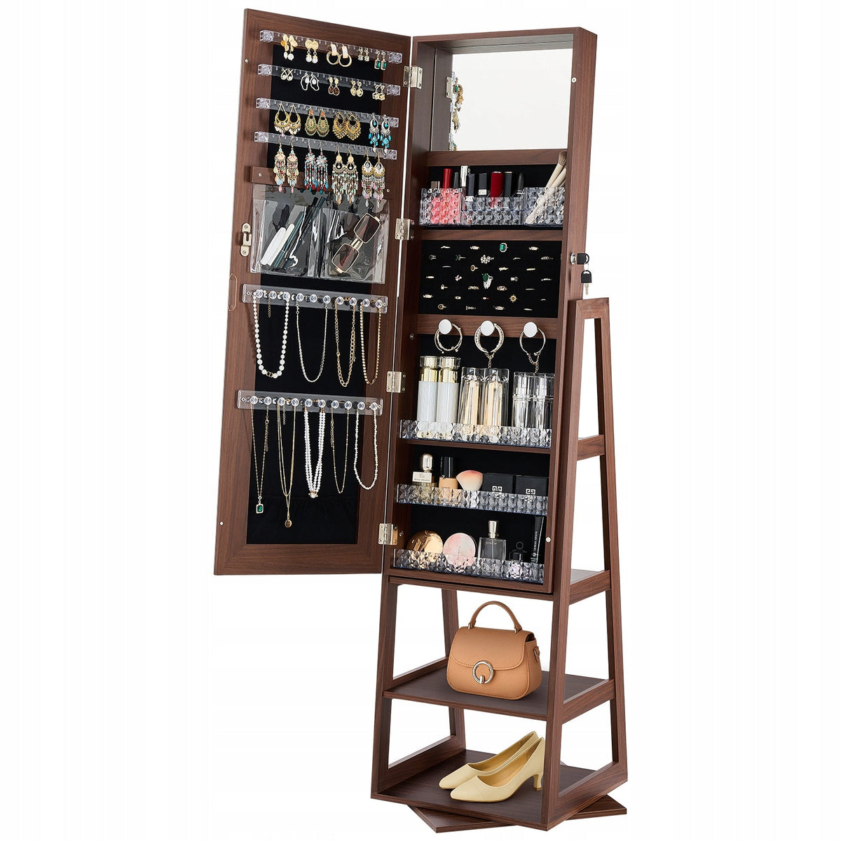 VEVOR 360 ROTATING JEWELRY CABINET WITH MIRROR 155 CM PREMIUM ORGANIZER