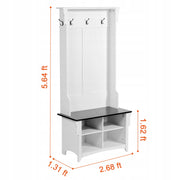 VEVOR WOODEN COAT RACK WITH BENCH AND SHOE SHELF WHITE STURDY