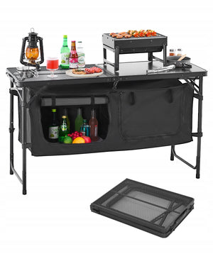 VEVOR FOLDABLE KITCHEN CAMPING TABLE ADJUSTABLE 3 HEIGHTS PREMIUM