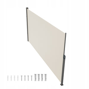 VEVOR SIDE AWNING 180X350 CM BEIGE PREMIUM RETRACTABLE PATIO SCREEN SOLID