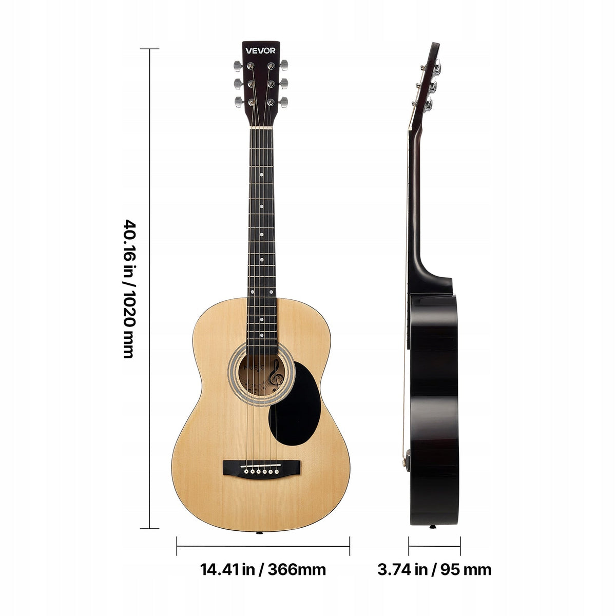 VEVOR DREADNOUGHT ACOUSTIC GUITAR 39 INCH STARTER KIT