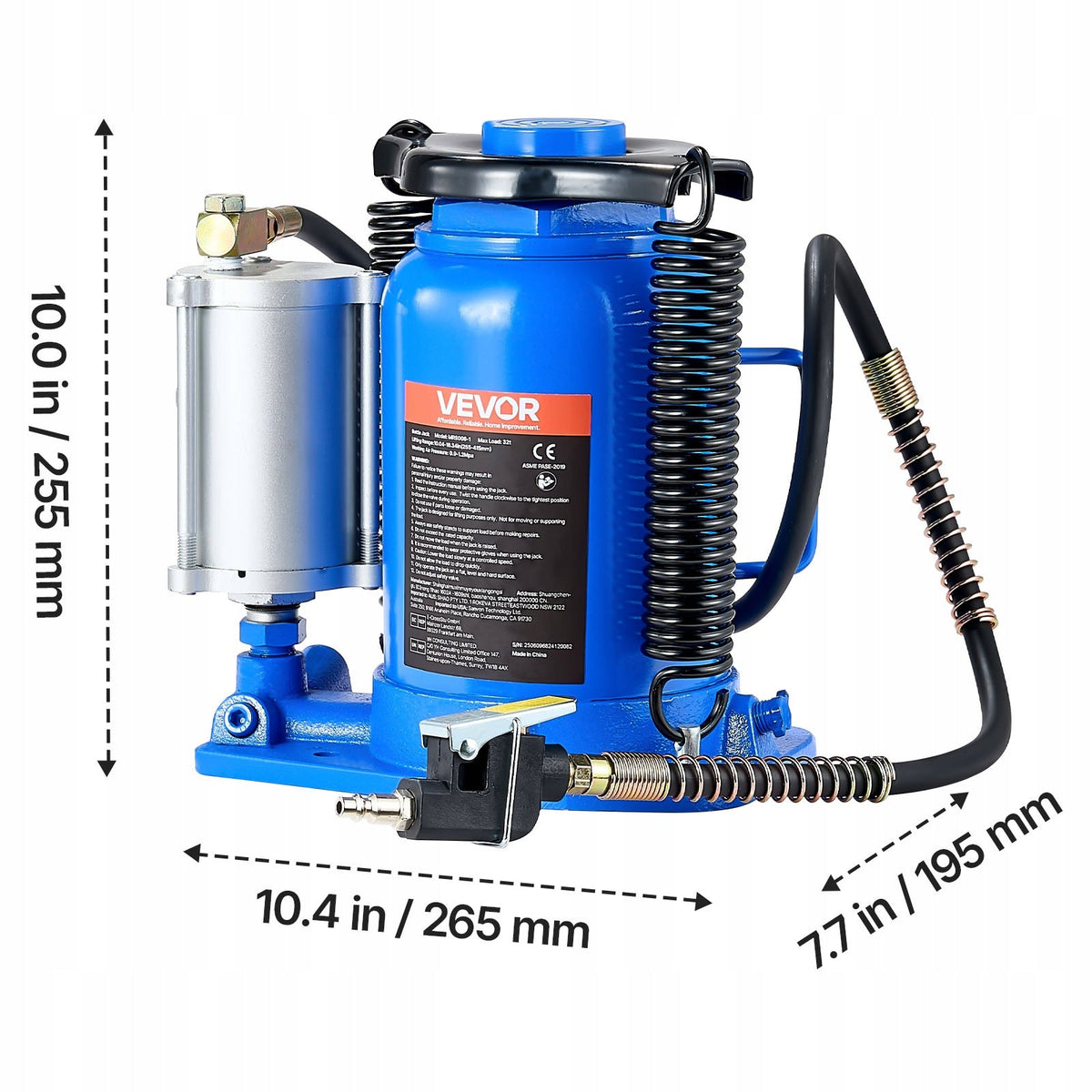 VEVOR 32T PNEUMATIC BOTTLE JACK POWERFUL HYDRAULIC RANGE