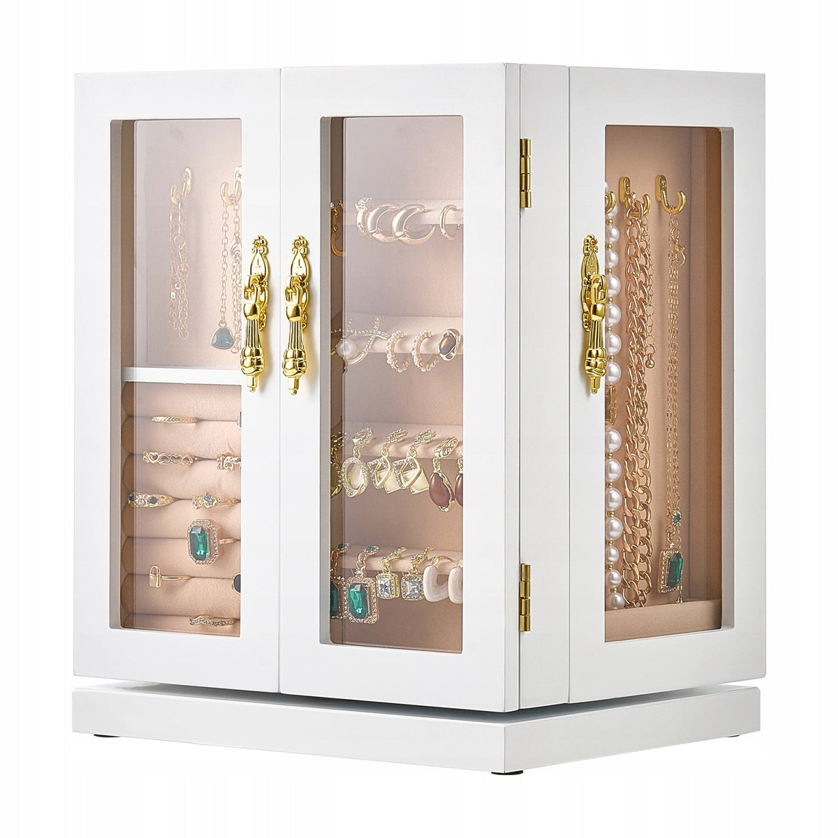 VEVOR JEWELRY BOX ROTATING 360 5 DRAWERS WHITE PREMIUM
