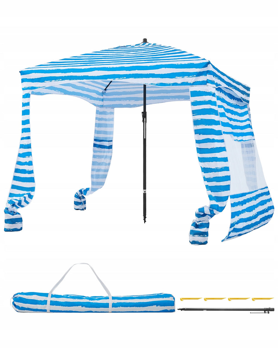 VEVOR BEACH CABANA 183x183 CM BEACH GAZEBO WITH SIDE CURTAIN UPF 50 LIGHTWEIGHT