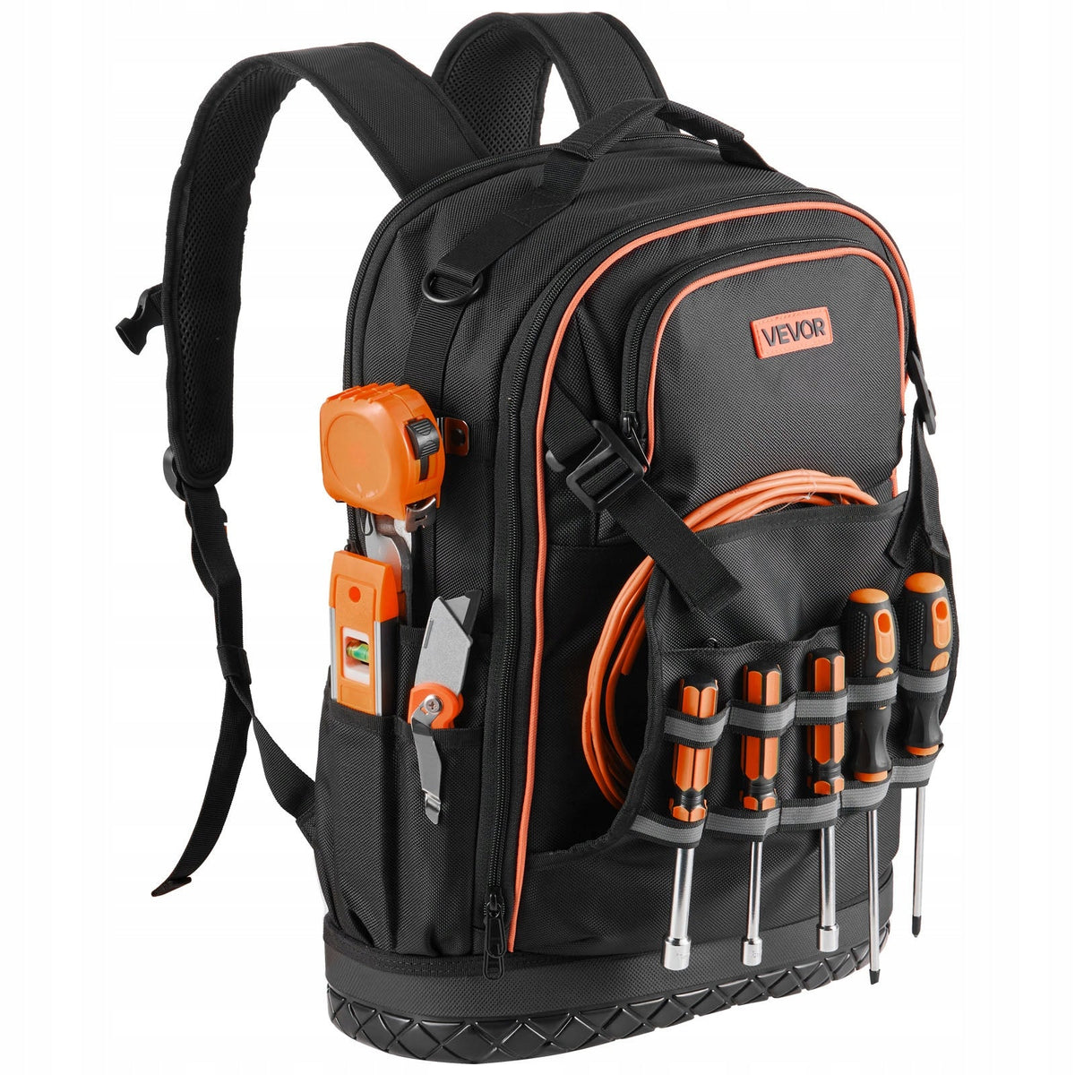 VEVOR TOOL BACKPACK 65 POCKETS HEAVY-DUTY TOOL ORGANIZER BLACK