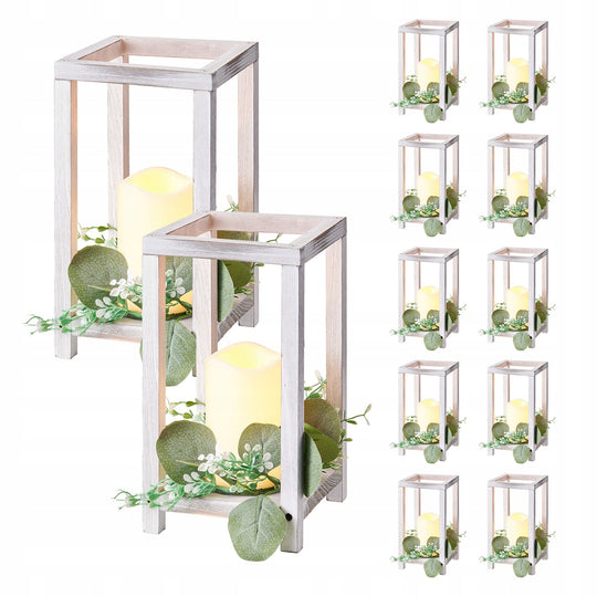 VEVOR SET OF 12 WOODEN WEDDING DECORATIVE LED LANTERNS WHITE